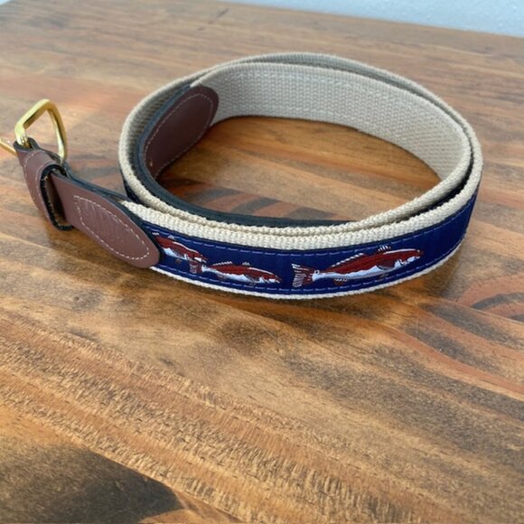 Zep-Pro Navy and Beige Canvas Cloth Fish Belt - Size 40 - Picture 6 of 7